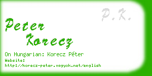 peter korecz business card